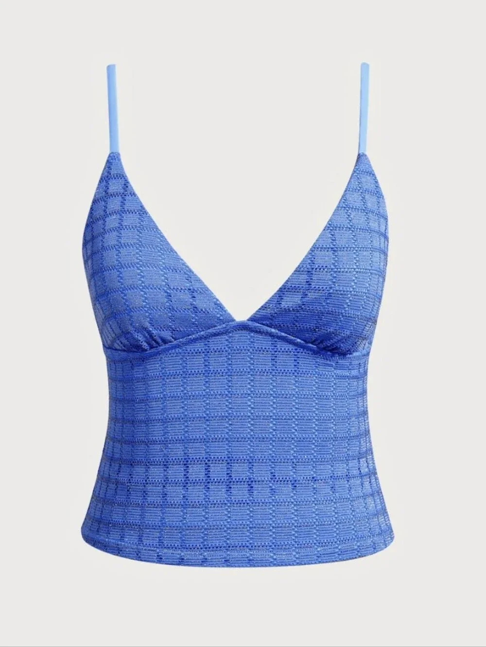 NWT Berlook Blue Mesh Plaid Matching Bikini Set
